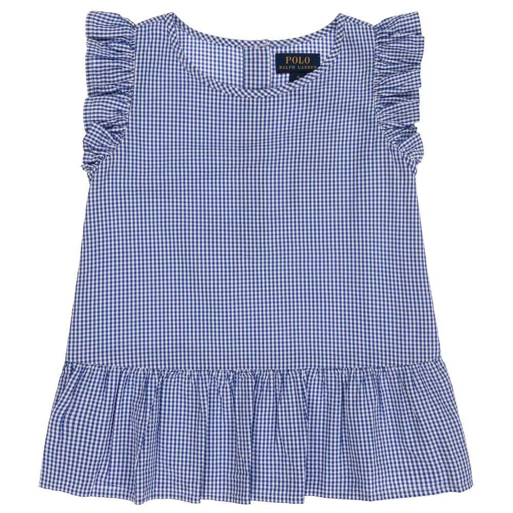 Polo Ralph Lauren-Teen Blue Gingham Logo Blouse | Childrensalon Outlet