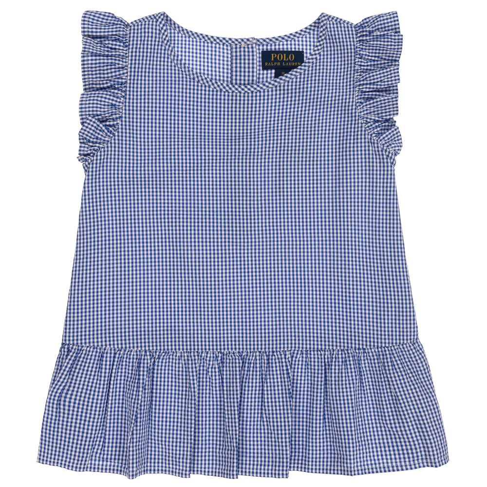 Polo Ralph Lauren - Blouse vichy bleue Ado | Childrensalon