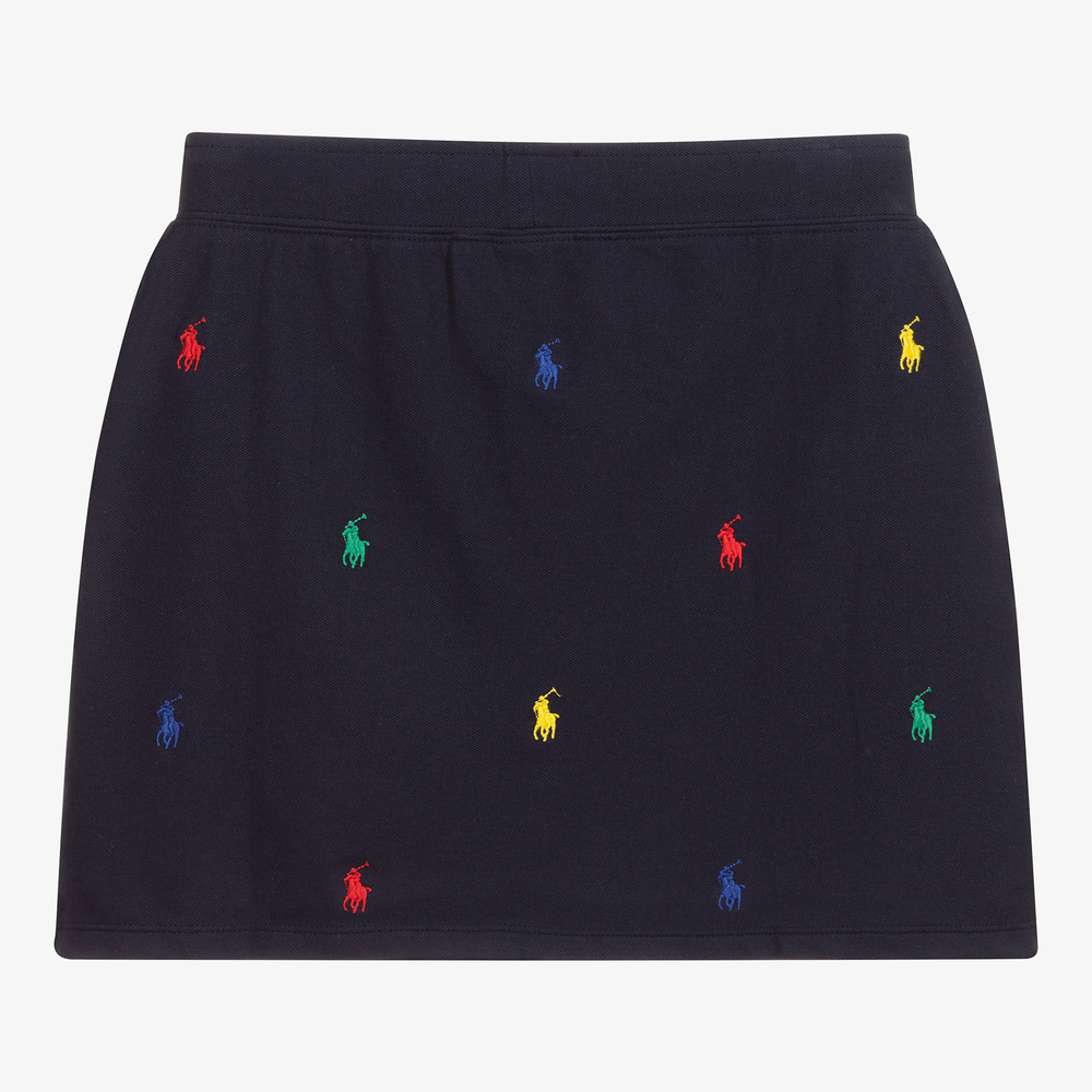 Polo Ralph Lauren-تنورة تينز قطن بيكيه لون كحلي | Childrensalon Outlet