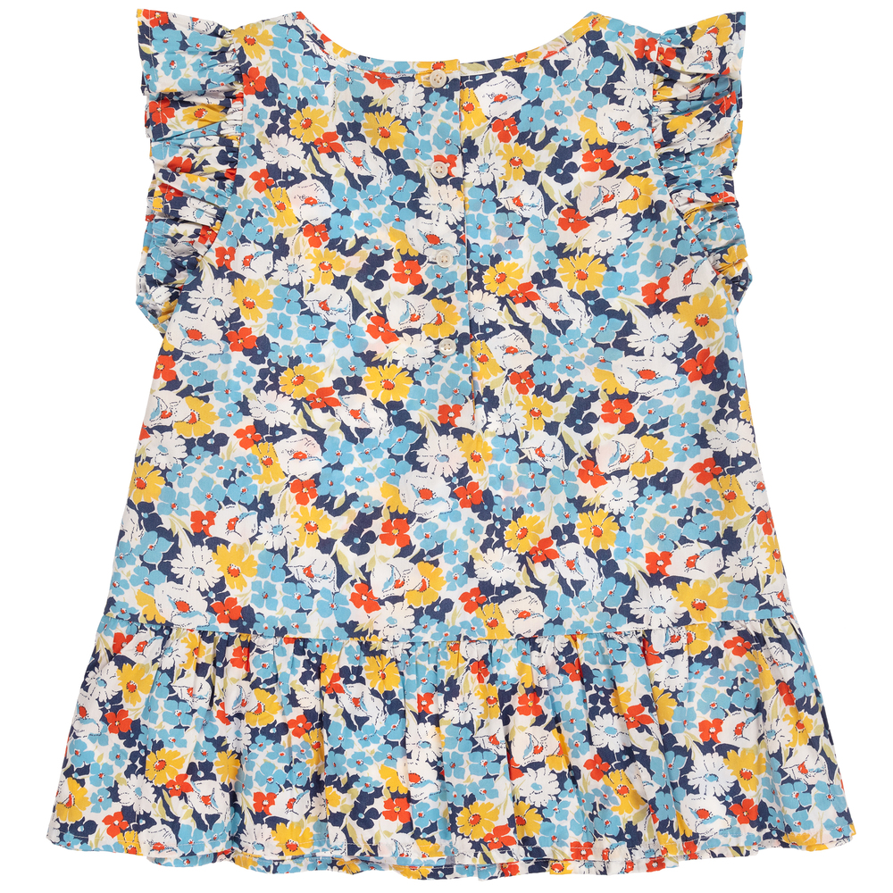 Поло Ralph Lauren-Сине-желтый топ в цветочек для подростков | Childrensalon Outlet