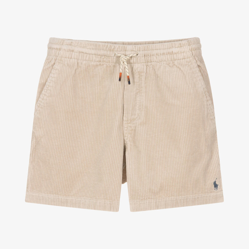 Ralph Lauren - Teen Boys Beige Cotton Corduroy Shorts | Childrensalon