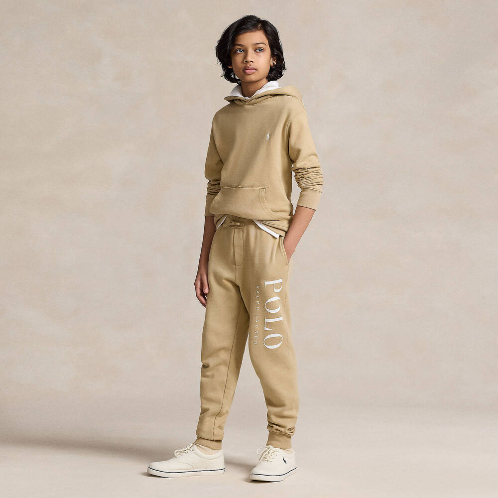 Ralph Lauren Teen Boys Beige Cotton Polo Hoodie Childrensalon Outlet