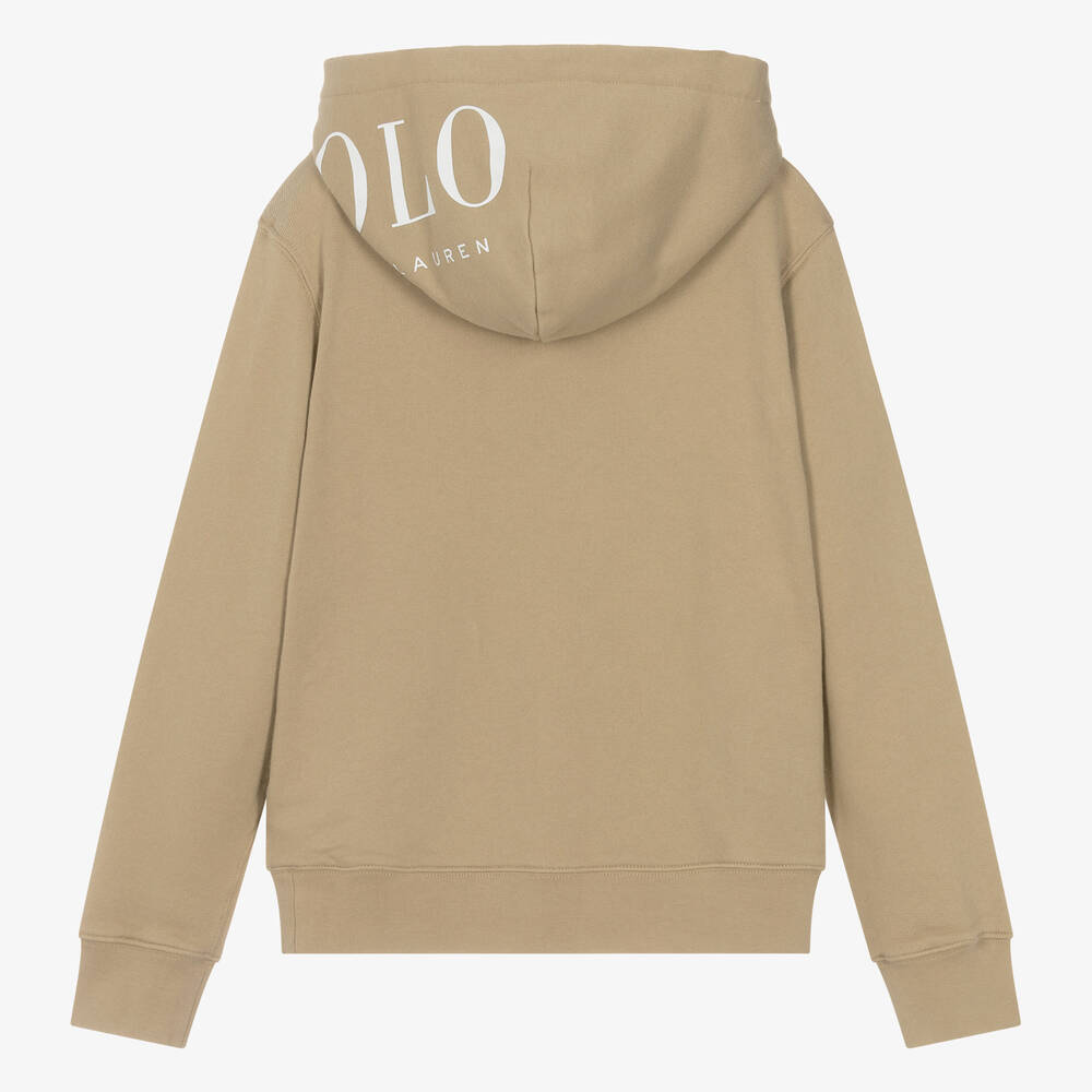Ralph Lauren-Teen Boys Beige Cotton Polo Hoodie | Childrensalon Outlet