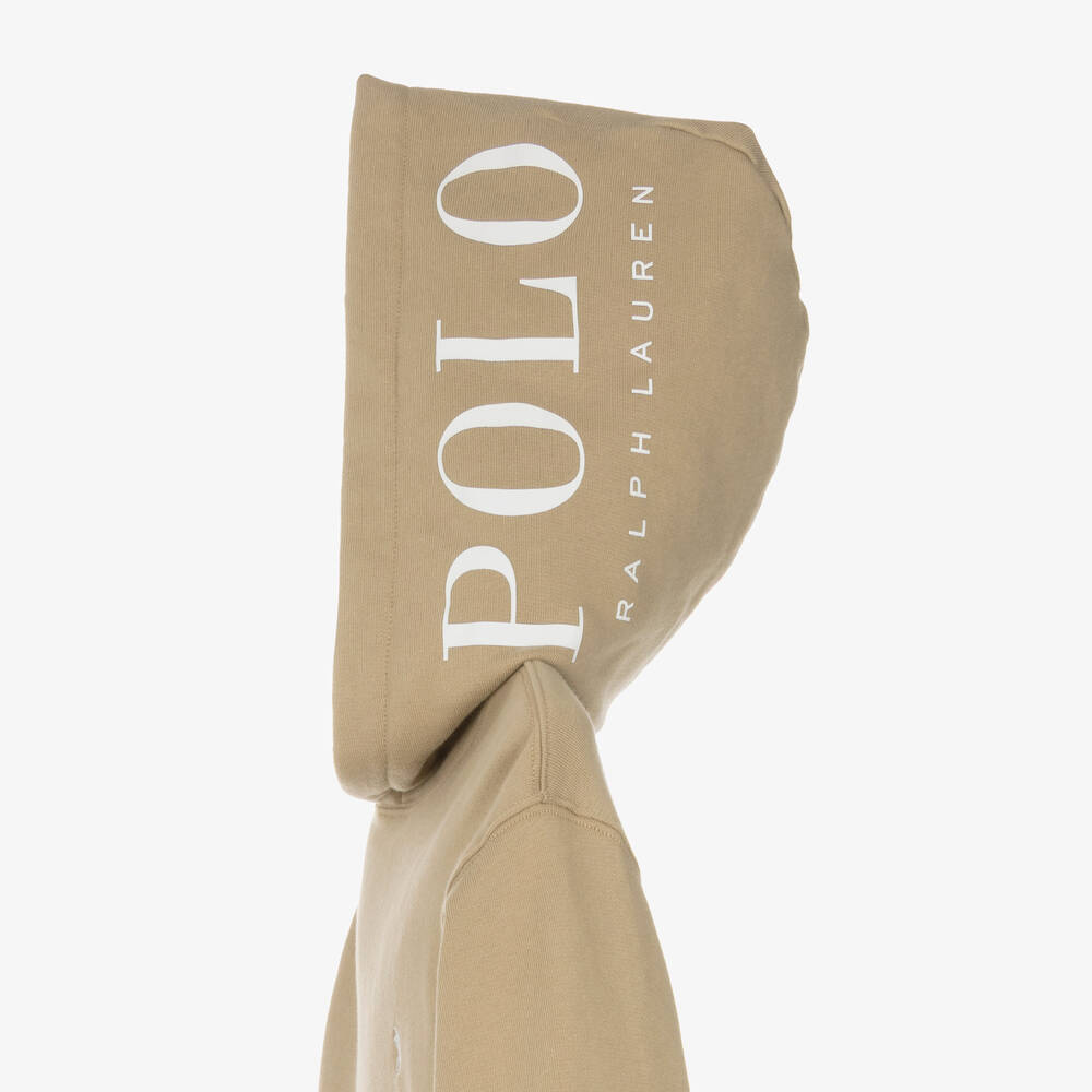 Ralph Lauren-Teen Boys Beige Cotton Polo Hoodie | Childrensalon Outlet