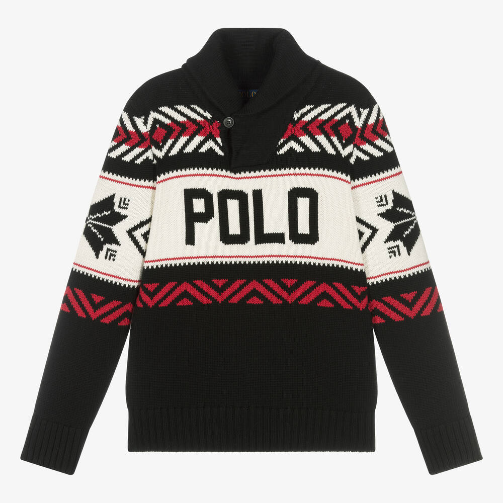 Ralph Lauren-بلوفر قطن محبوك لون أسود للمراهقين | Childrensalon Outlet