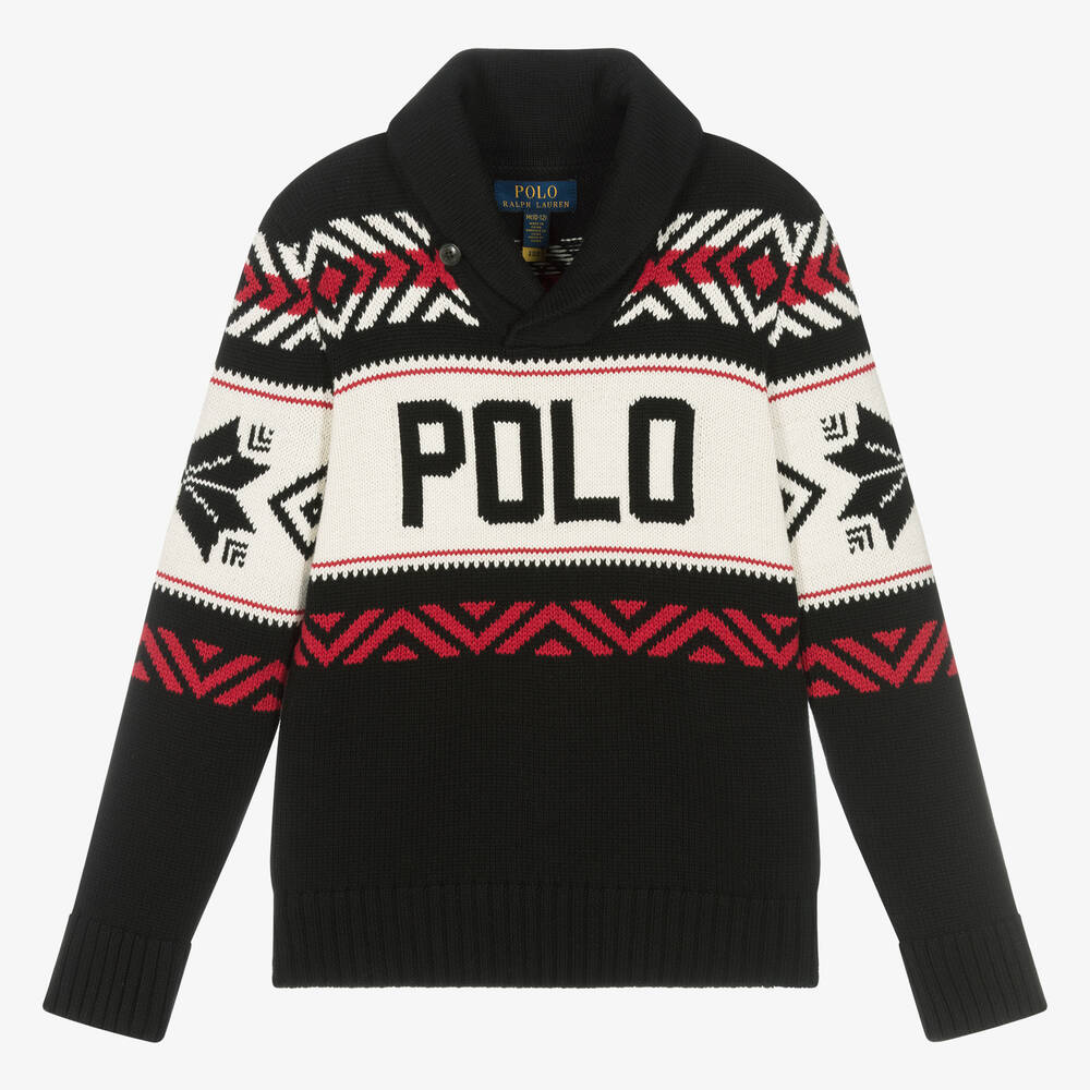 Ralph Lauren-Teen Boys Black Knitted Cotton Sweater | Childrensalon Outlet