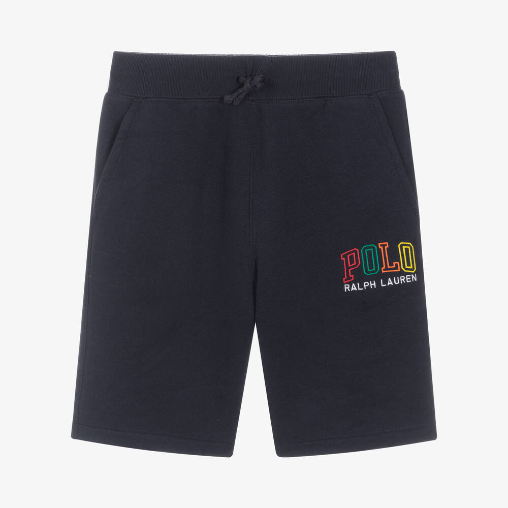 Ralph Lauren - Teen Boys Blue Cotton Logo Shorts | Childrensalon