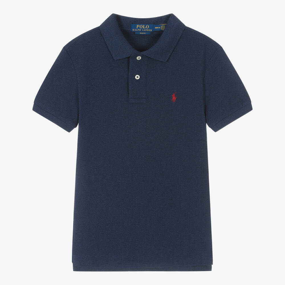 Ralph Lauren - Teen Boys Blue Cotton Piqué Polo Shirt | Childrensalon