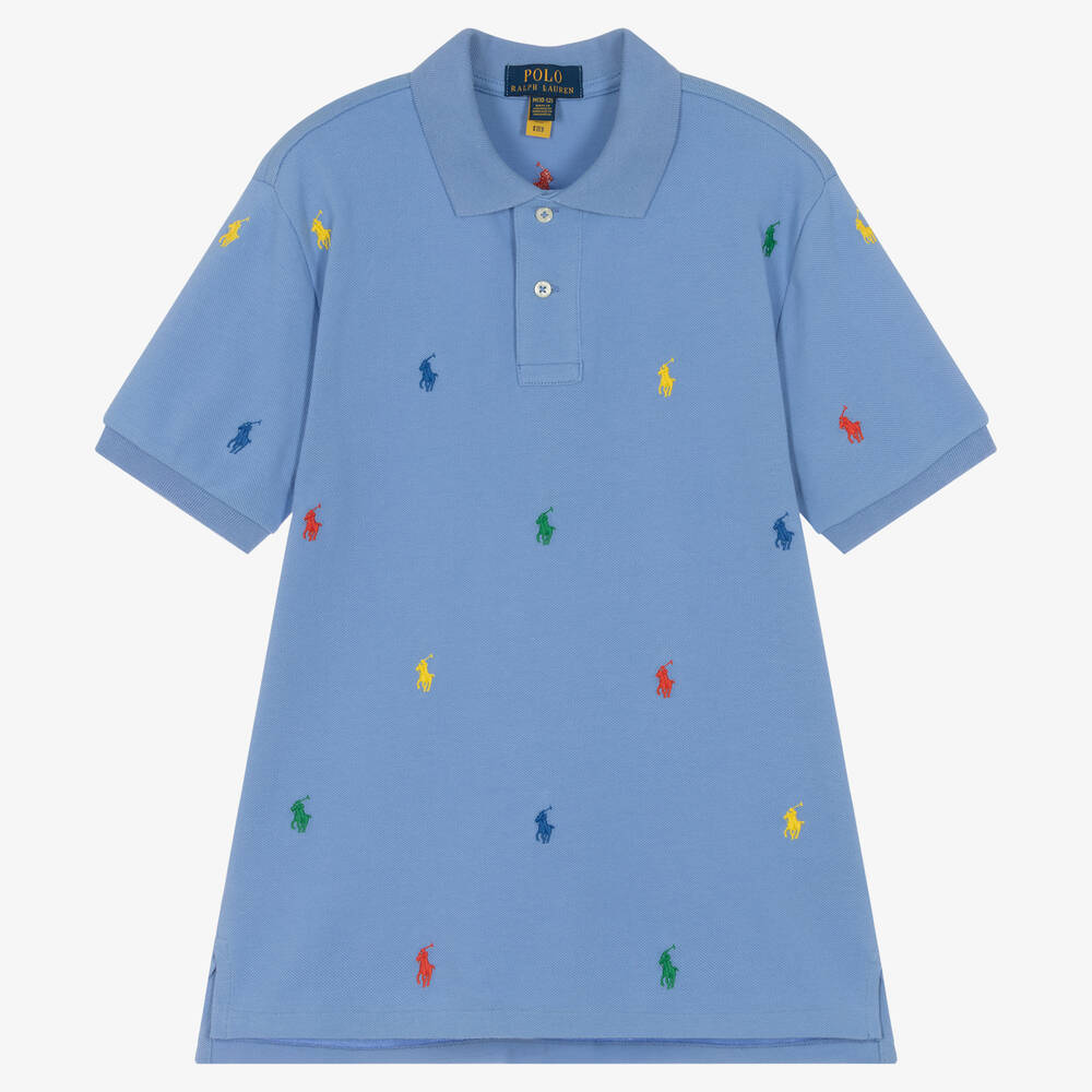 Polo Ralph Lauren - Teen Boys Blue Cotton Polo Shirt | Childrensalon