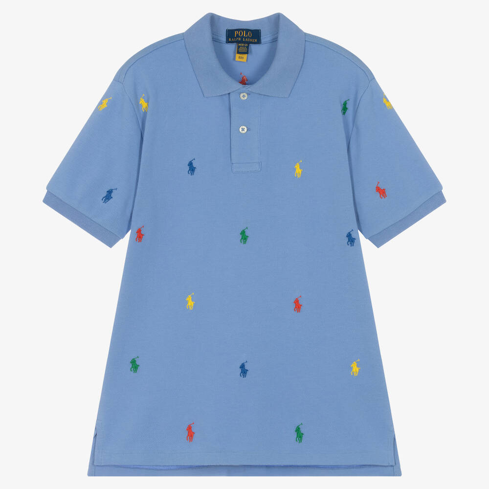 Polo Ralph Lauren-Teen Boys Blue Cotton Polo Shirt | Childrensalon Outlet