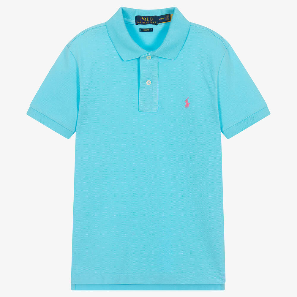 Polo Ralph Lauren - Teen Boys Blue Cotton Polo Shirt | Childrensalon