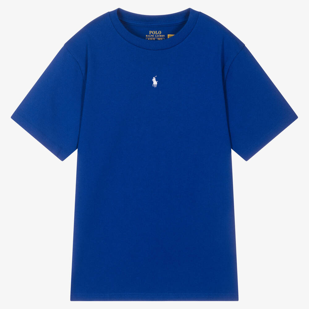 Polo Ralph Lauren - T-shirt bleu coton Pony ado garçon | Childrensalon