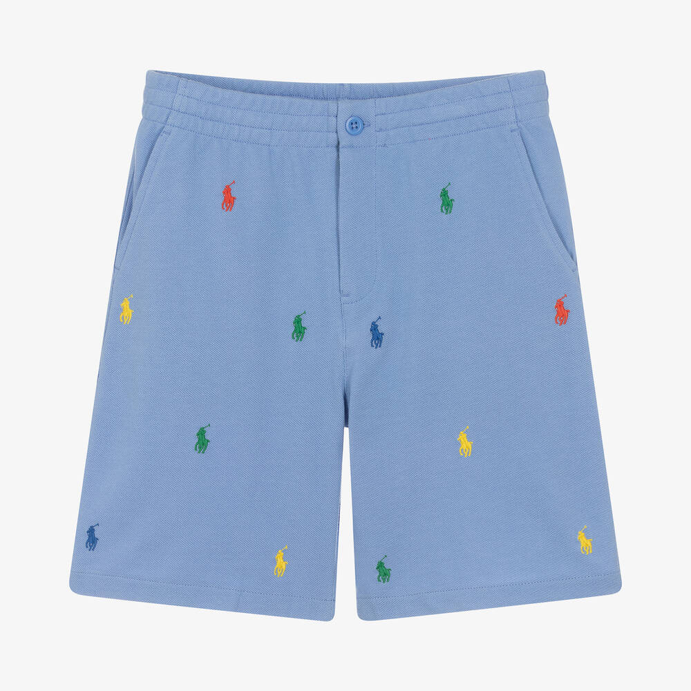 Polo Ralph Lauren - Teen Boys Blue Cotton Pony Shorts | Childrensalon