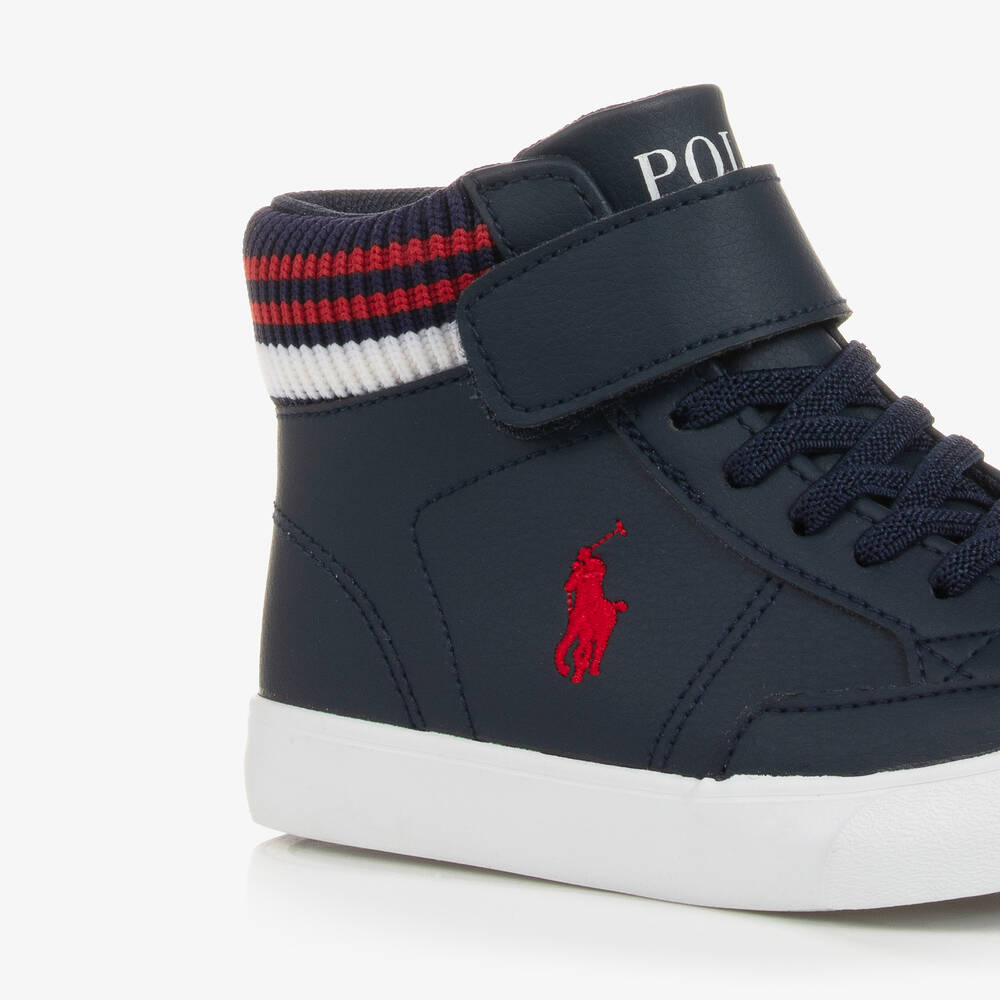 Polo Ralph Lauren Teen Boys Blue Faux Leather Trainers Childrensalon Outlet