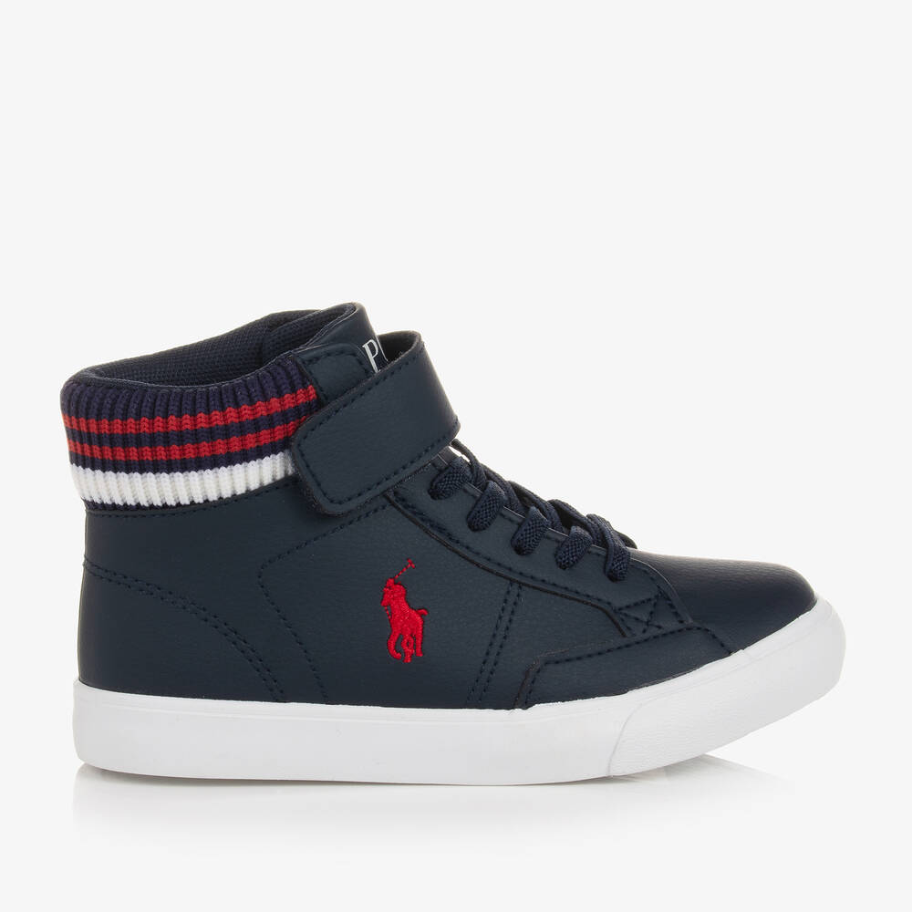 Polo Ralph Lauren-Teen Boys Blue Faux Leather Trainers | Childrensalon Outlet