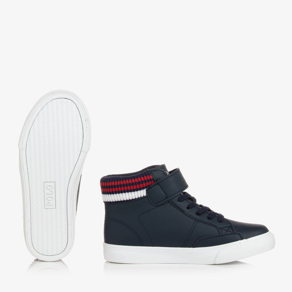 Polo Ralph Lauren-Teen Boys Blue Faux Leather Trainers | Childrensalon Outlet