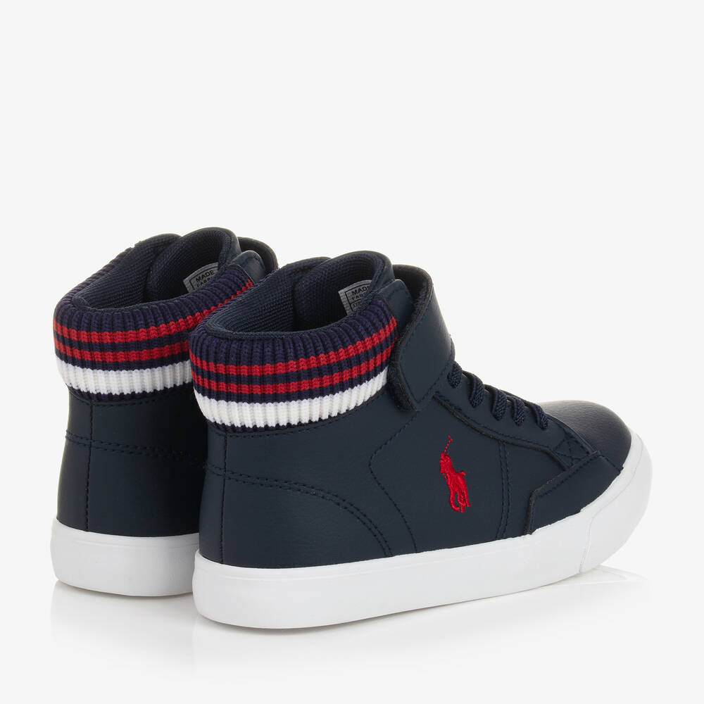 Polo Ralph Lauren-Teen Boys Blue Faux Leather Trainers | Childrensalon Outlet