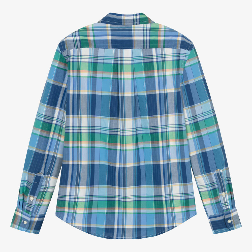Ralph Lauren-Teen Boys Blue & Green Check Cotton Shirt | Childrensalon Outlet