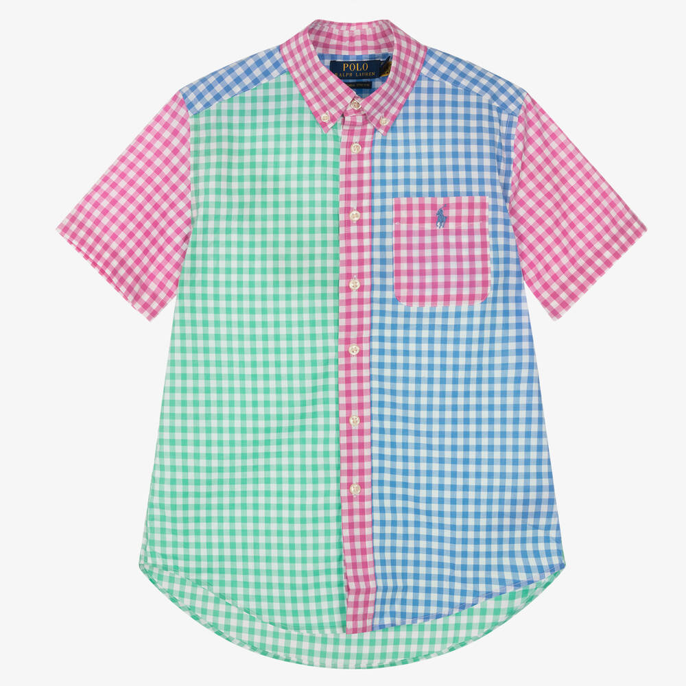 Polo Ralph Lauren - Teen Boys Blue & Green Gingham Shirt | Childrensalon