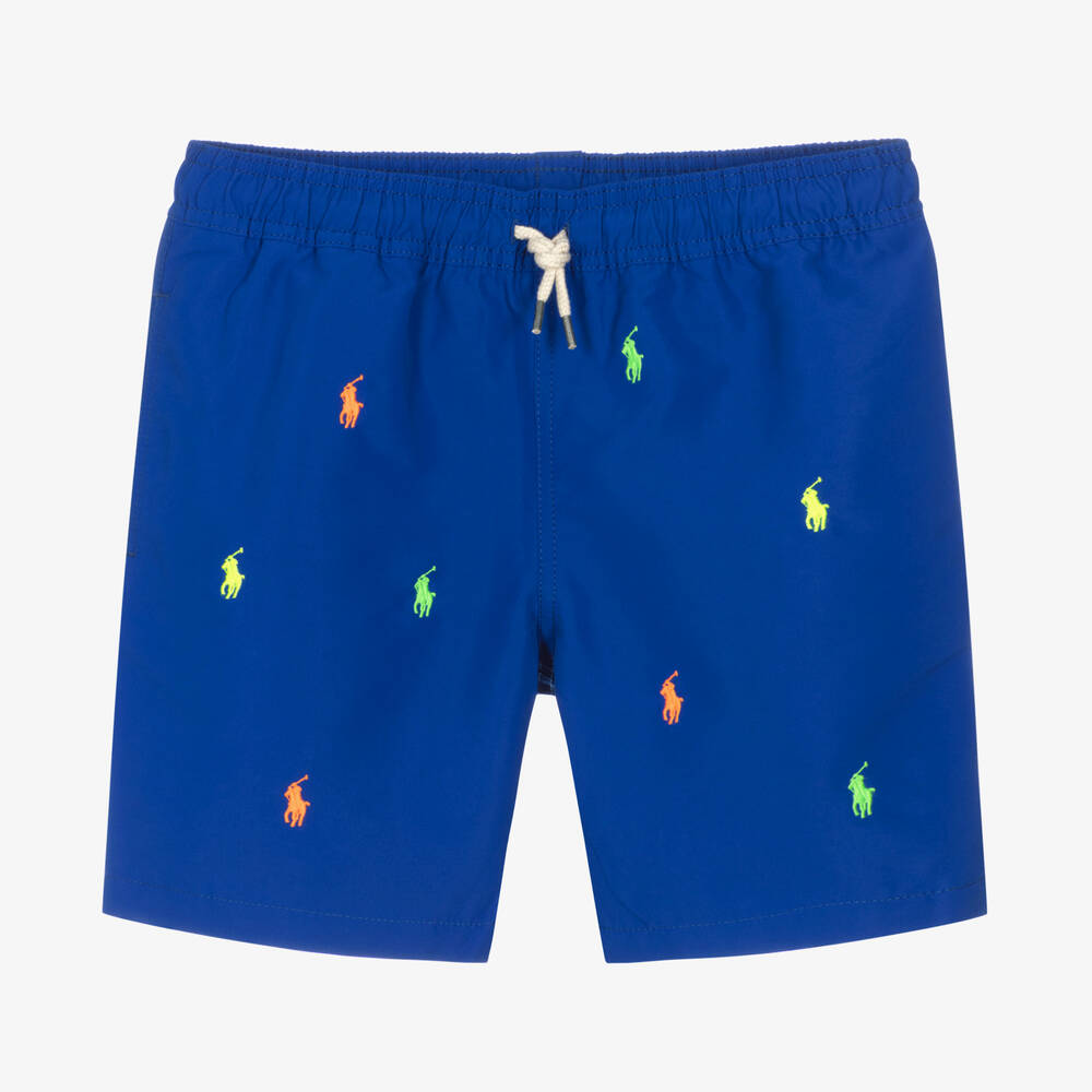 Polo Ralph Lauren - Teen Boys Blue Logo Swim Shorts | Childrensalon
