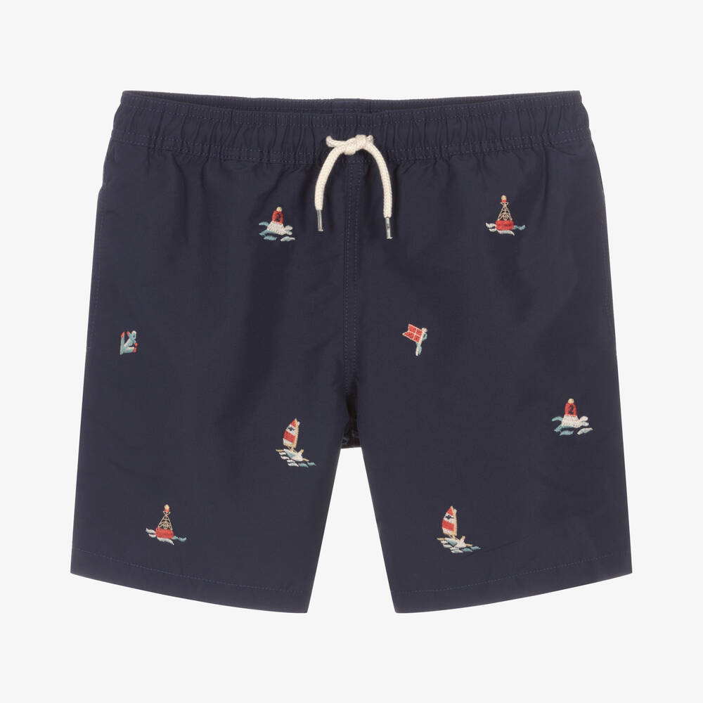 Polo Ralph Lauren - Teen Boys Blue Nautical Swim Shorts | Childrensalon