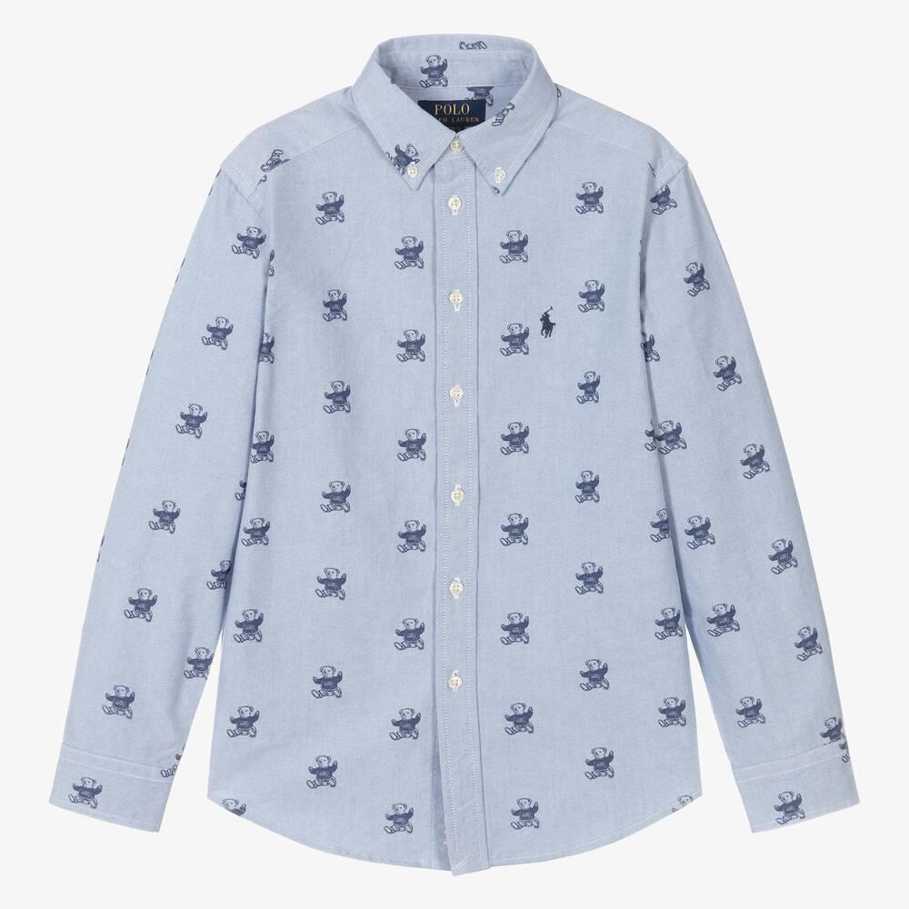 Polo Ralph Lauren - قميص تينز ولادي قطن أكسفورد لون أزرق | Childrensalon