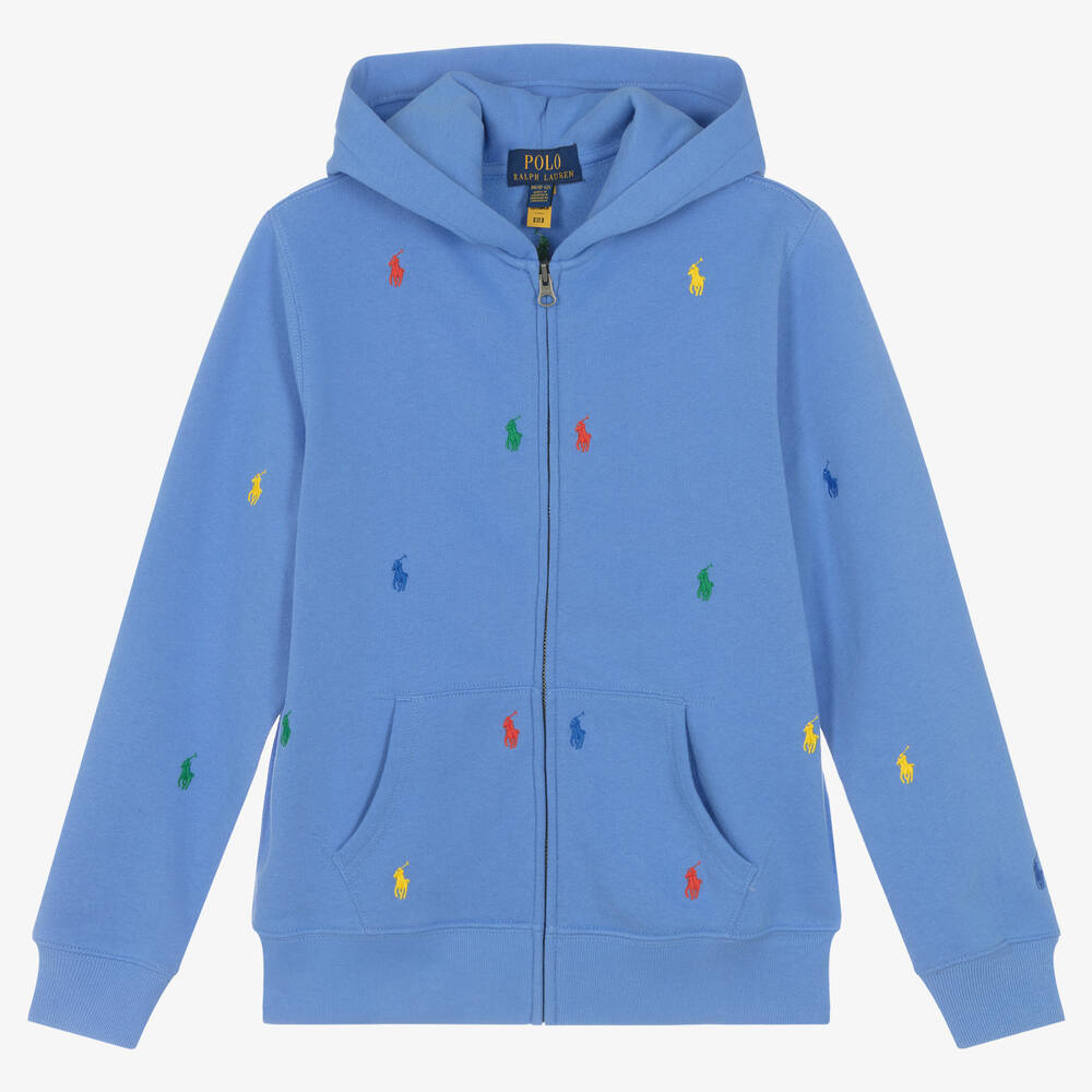 Polo Ralph Lauren - Teen Boys Blue Pony Zip-Up Hoodie | Childrensalon ...