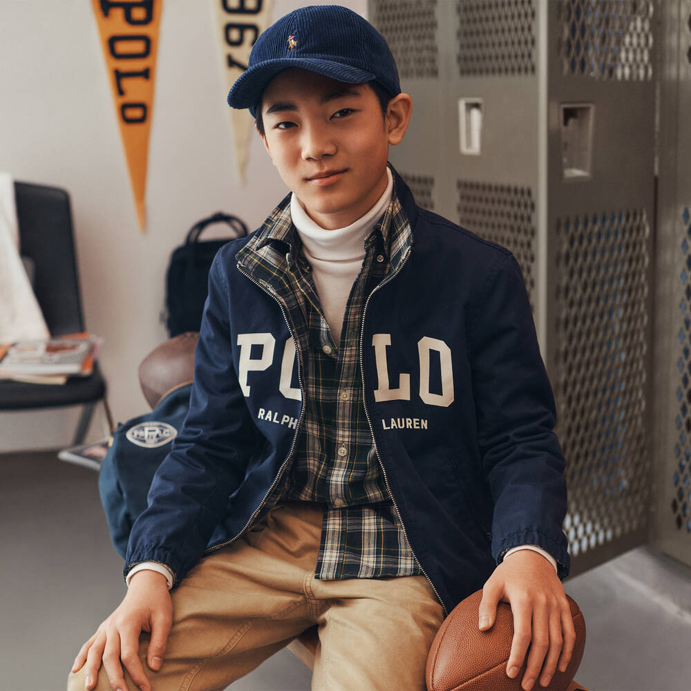Ralph Lauren Teen Boys Blue Reversible Cotton Jacket
