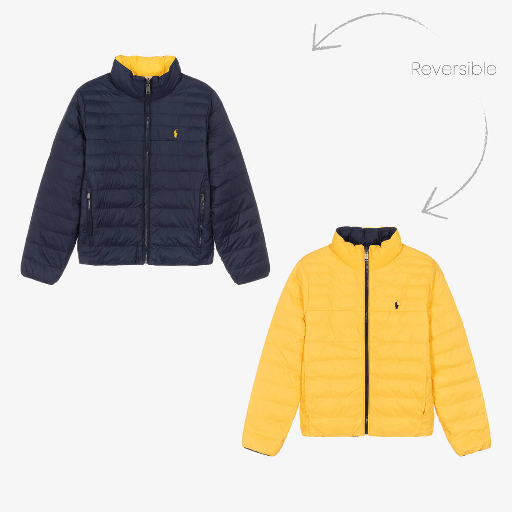 Ralph Lauren - Teen Boys Blue & Yellow Reversible Jacket | Childrensalon