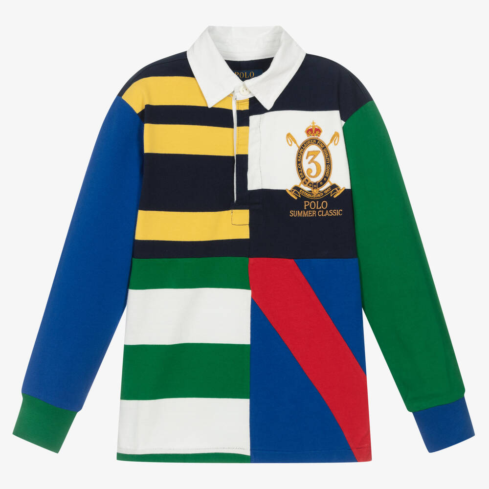 Polo Ralph Lauren - توب بولو تينز ولادي قطن جيرسي بألوان بلوك | Childrensalon