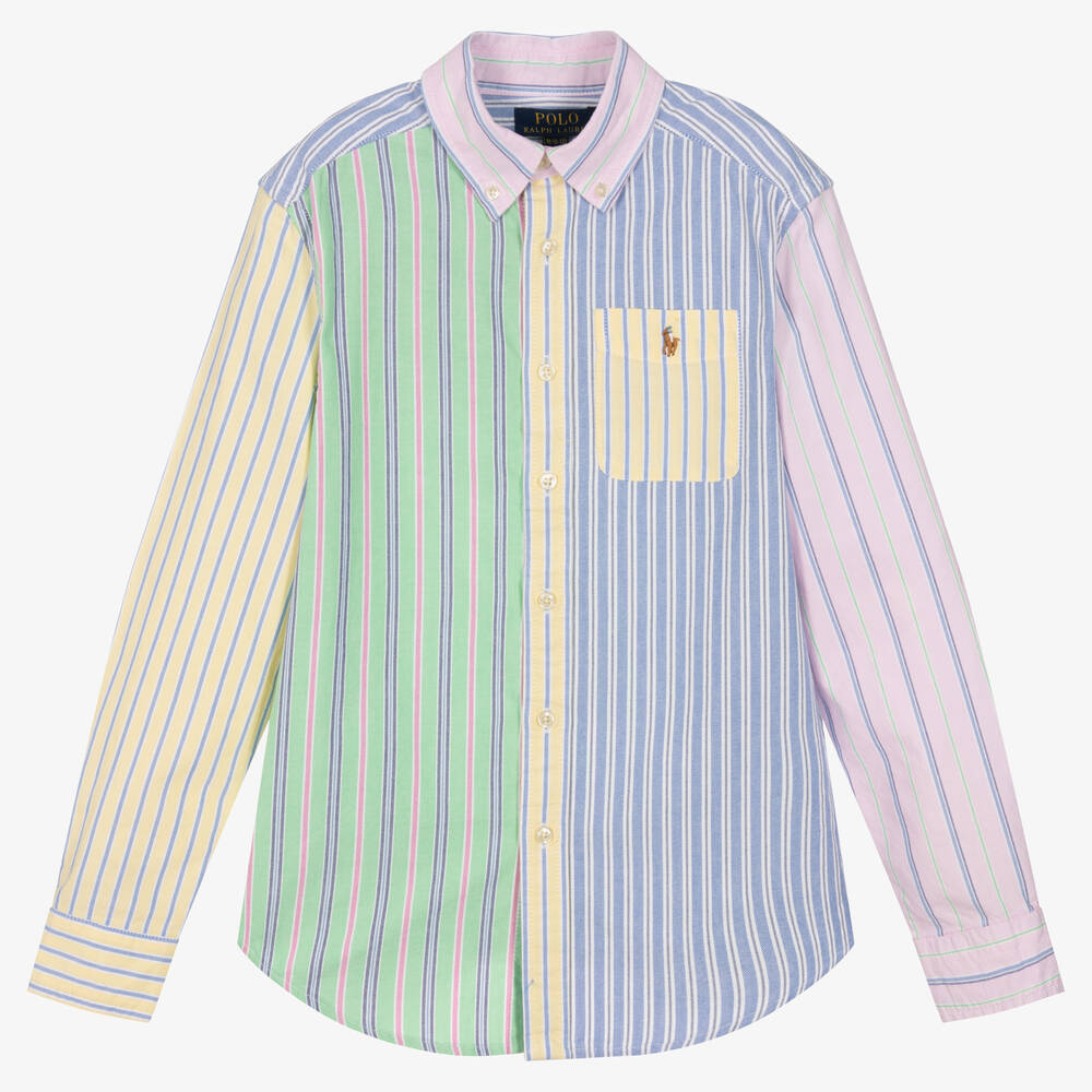Ralph Lauren - قميص تينز ولادي قطن مقلم بألوان بلوك | Childrensalon