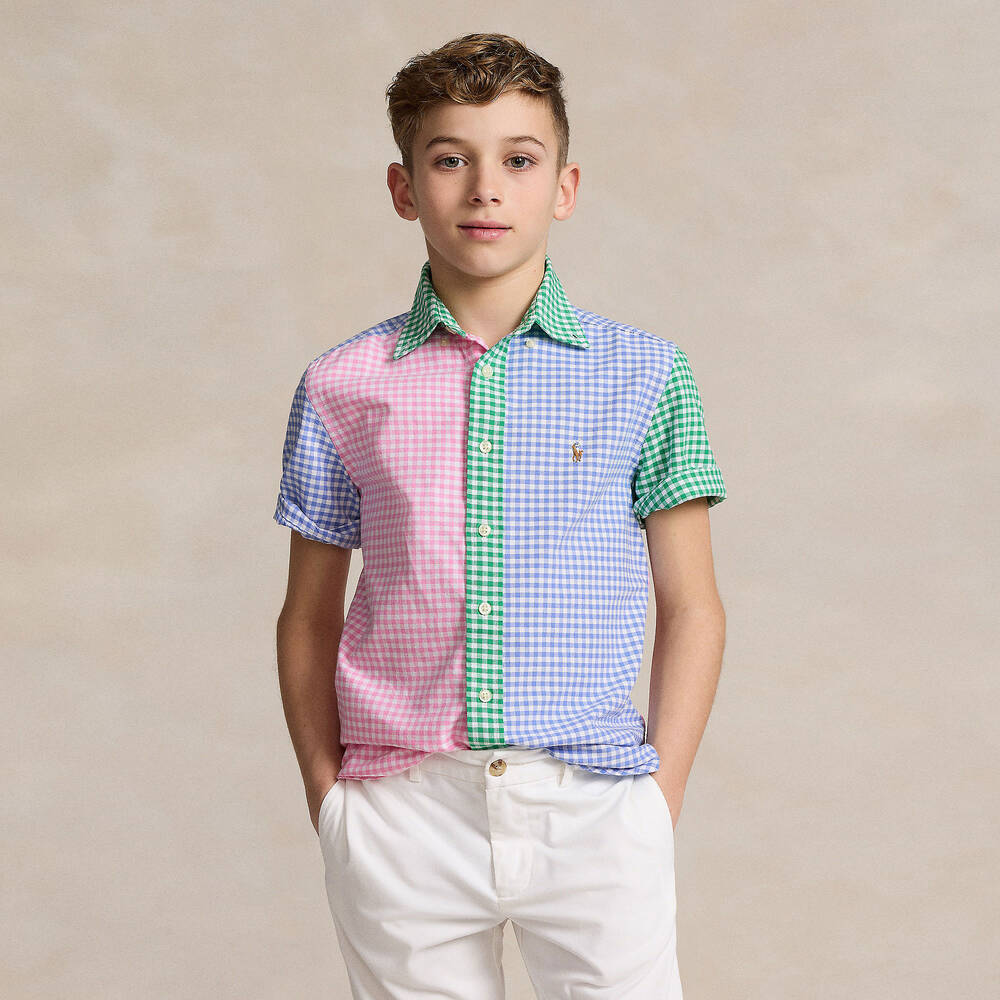 Ralph Lauren-Teen Boys Colourblock Gingham Cotton Shirt | Childrensalon Outlet