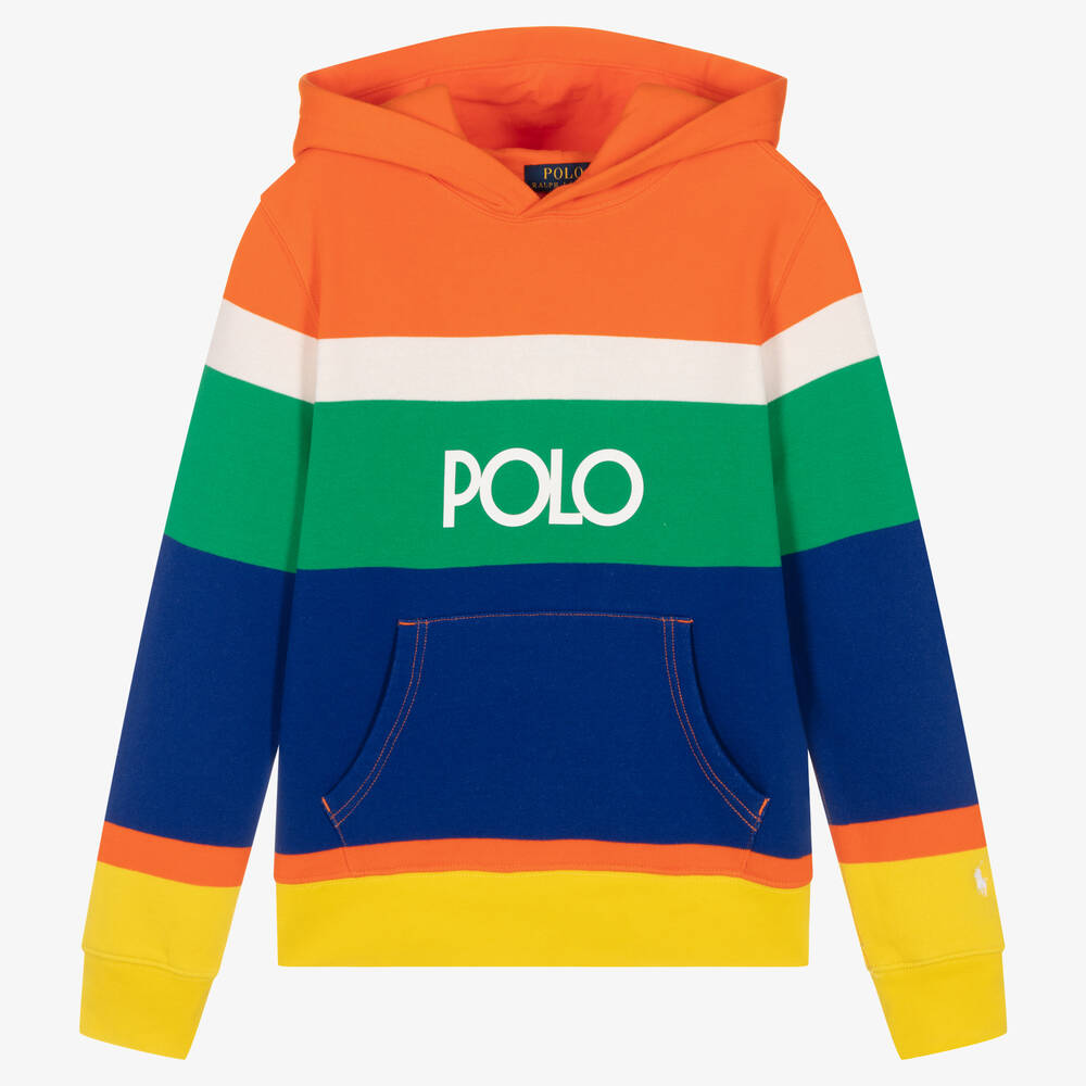 Ralph Lauren Teen Boys Colourful Stripe Cotton Logo Hoodie