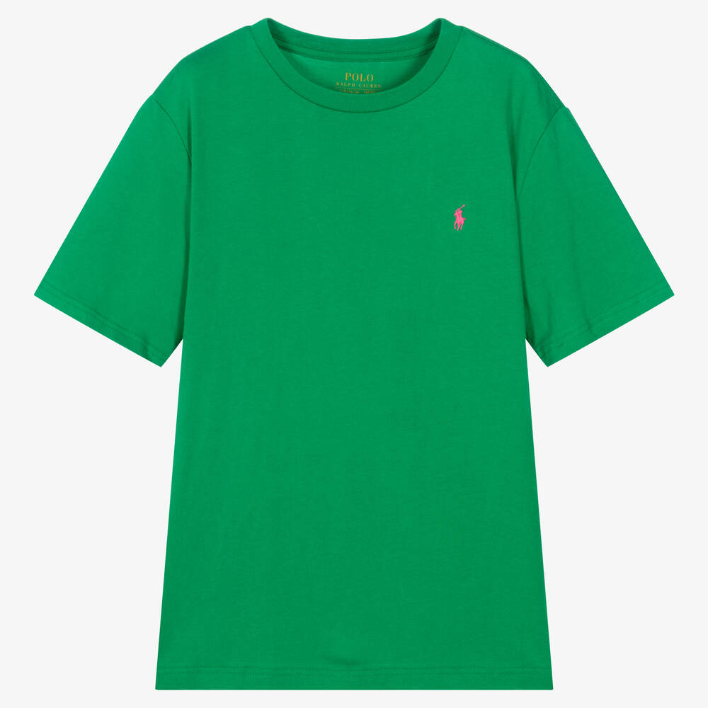 Ralph Lauren - Teen Boys Green Cotton Logo T-Shirt | Childrensalon