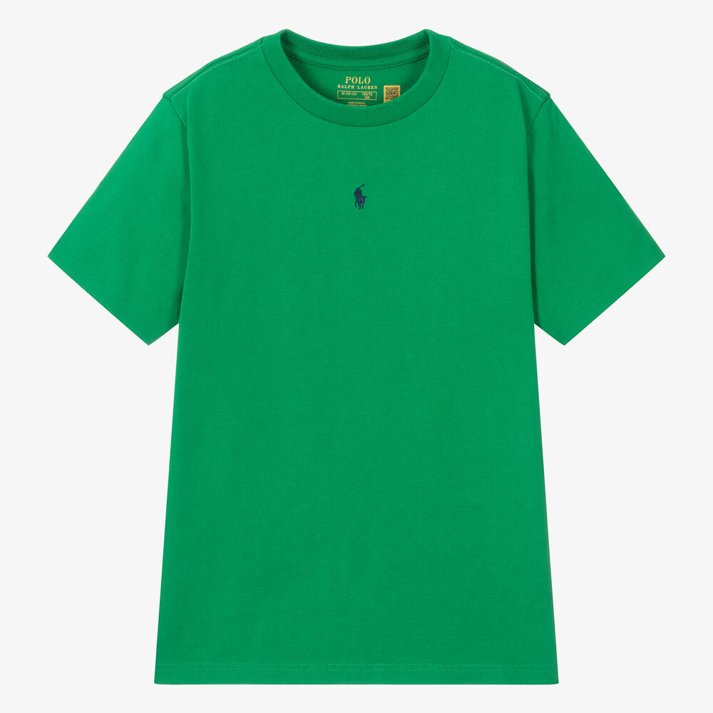 Ralph Lauren Teen Boys Green Cotton Pony T Shirt Childrensalon Outlet
