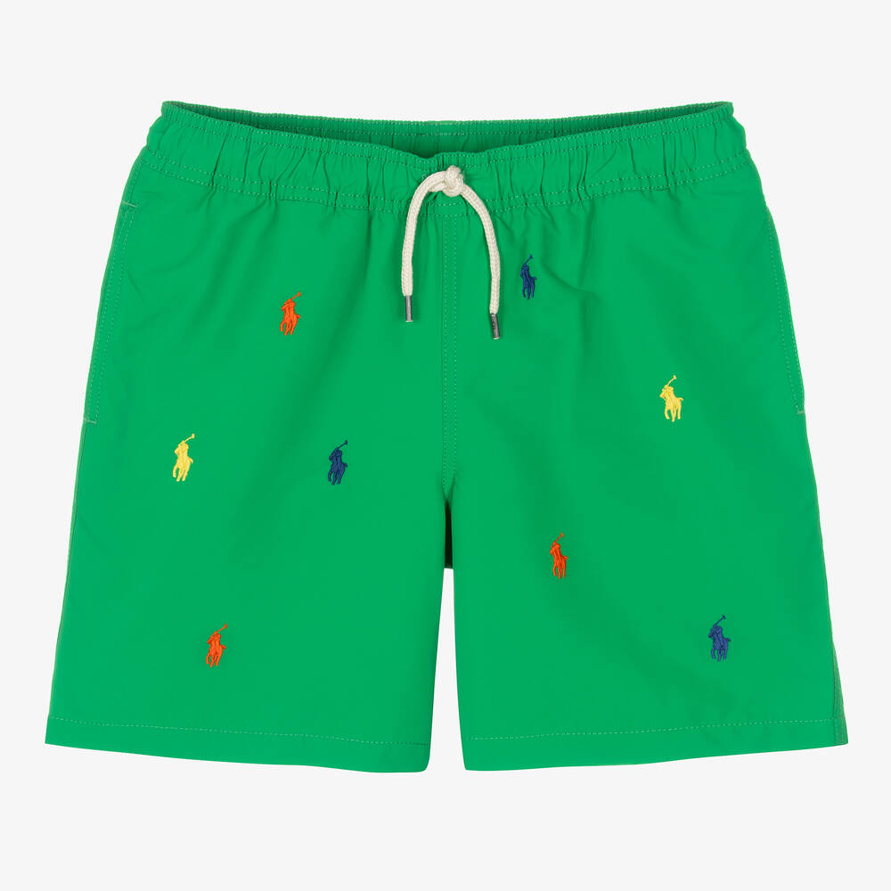 Ralph Lauren-Teen Boys Green Polo Pony Swim Shorts | Childrensalon Outlet