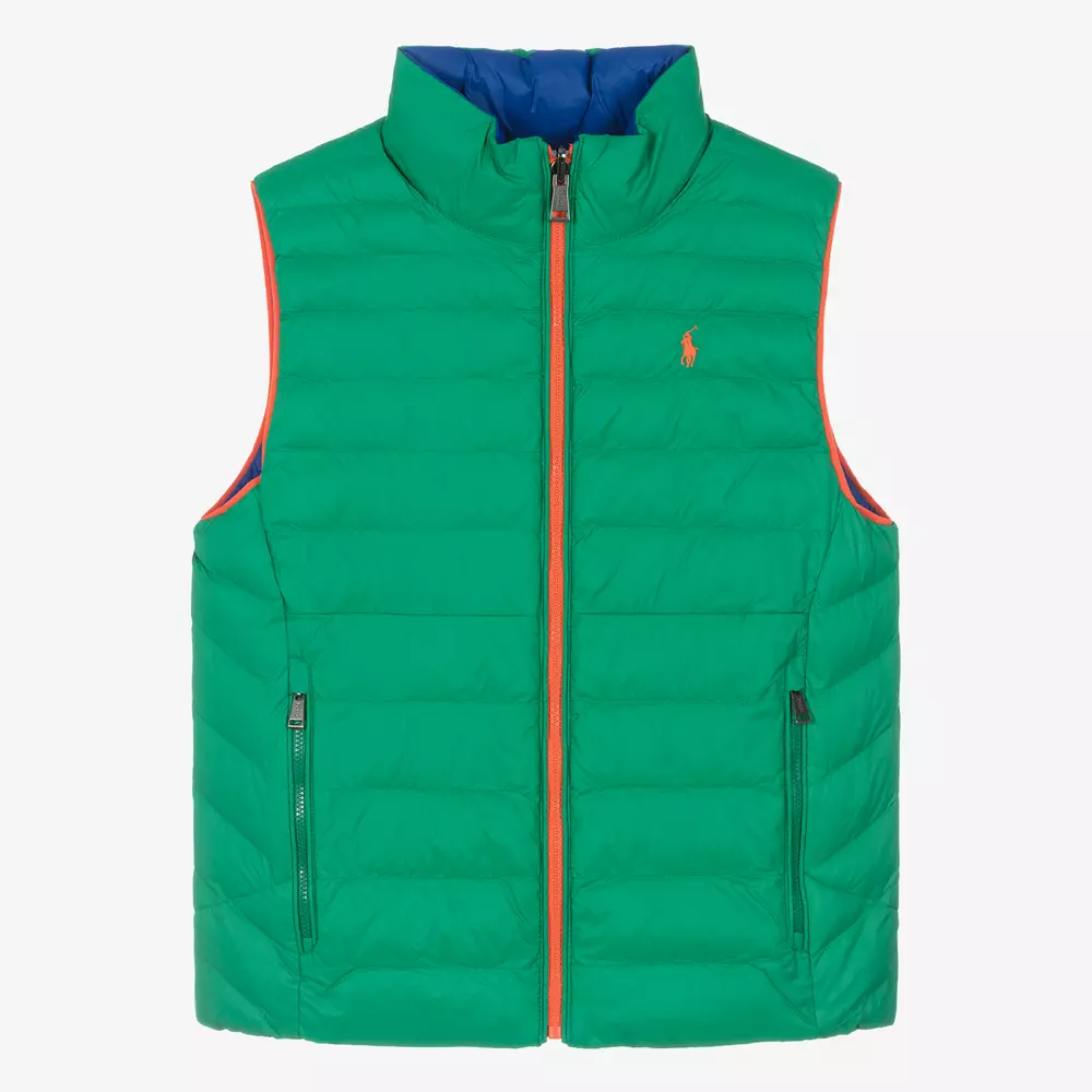 Ralph Lauren-Teen Boys Green Reversible Puffer Gilet | Childrensalon Outlet