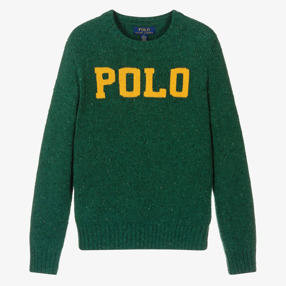 Polo Ralph Lauren - Зеленый шерстяной свитер для мальчиков-подростков | Childrensalon