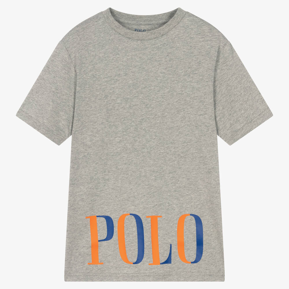 Polo Ralph Lauren - T-shirt gris en coton ado garçon | Childrensalon