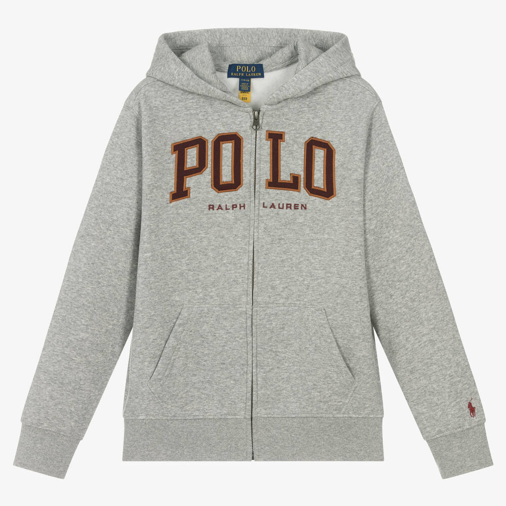 Ralph Lauren - Grau melierte Teen Kapuzenjacke | Childrensalon