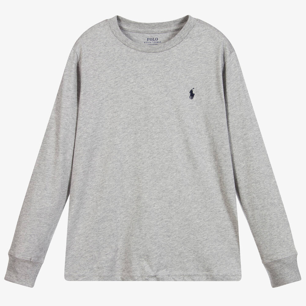 Polo Ralph Lauren - Серая футболка из меланжевой ткани для мальчиков-подростков | Childrensalon