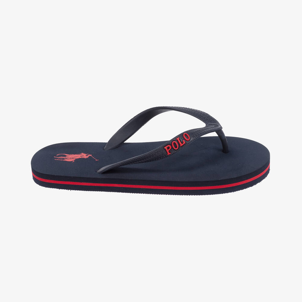 Ralph Lauren-Teen Boys Navy Blue Big Pony Flip-Flops | Childrensalon Outlet