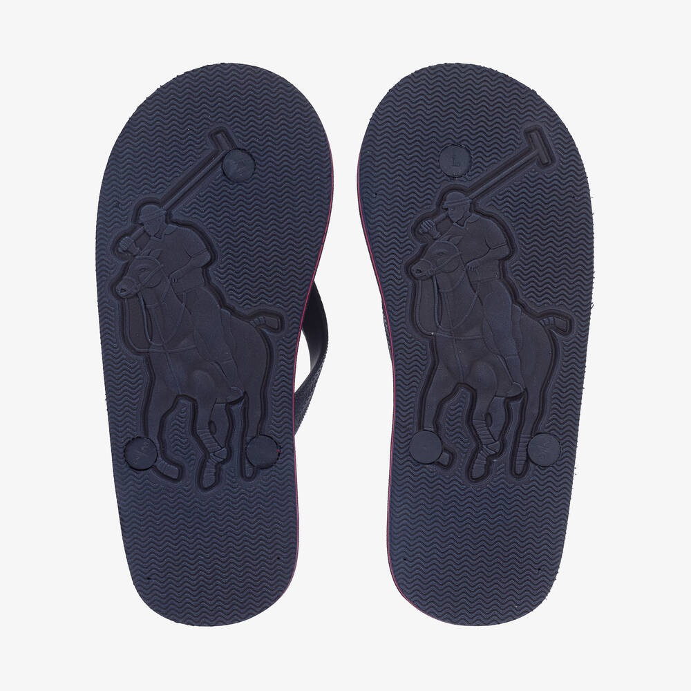 Ralph Lauren-Teen Boys Navy Blue Big Pony Flip-Flops | Childrensalon Outlet