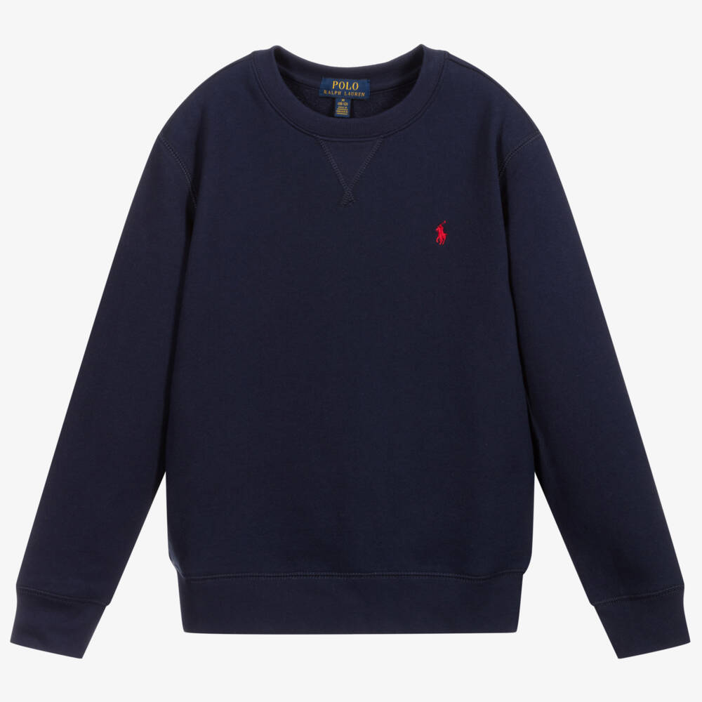 Polo Ralph Lauren-Teen Boys Navy Blue Cotton Logo Sweatshirt | Childrensalon Outlet