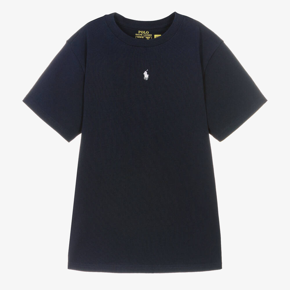 Ralph Lauren - T-shirt bleu marine en coton pour ado garçon | Childrensalon