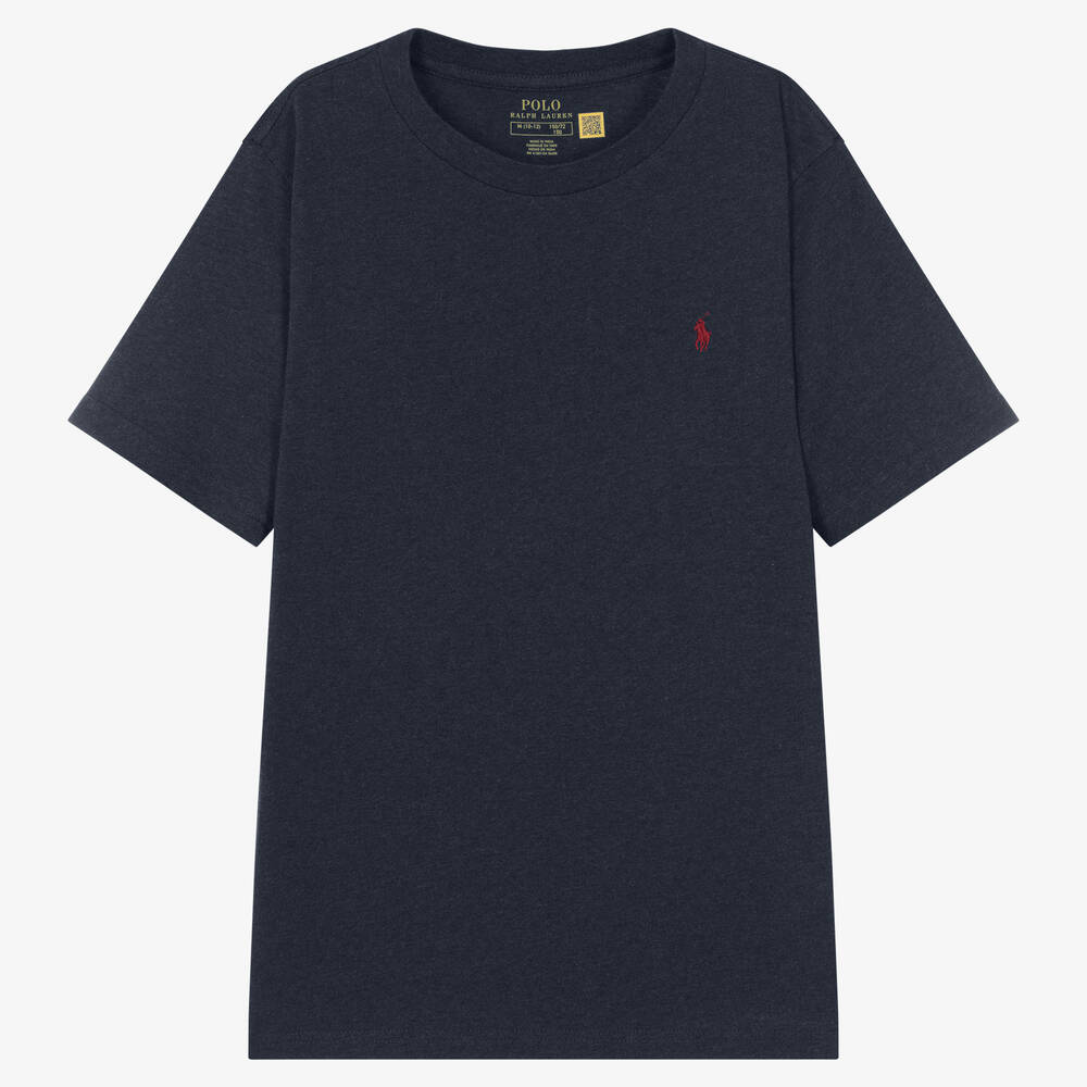 Ralph Lauren-تيشيرت تينز ولادي قطن لون كحلي | Childrensalon Outlet