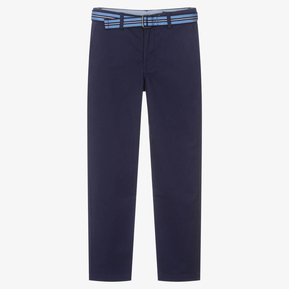 Polo Ralph Lauren - Teen Boys Navy Blue Cotton Trousers | Childrensalon