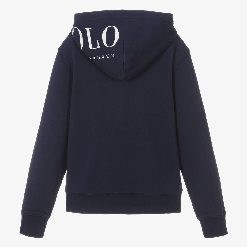 Ralph Lauren Teen Boys Navy Blue Cotton Zip Up Hoodie Childrensalon Outlet