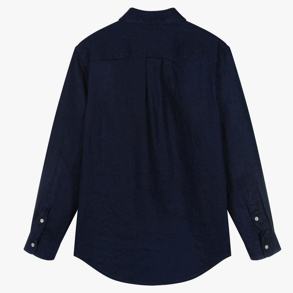 Ralph Lauren Teen Boys Navy Blue Linen Shirt