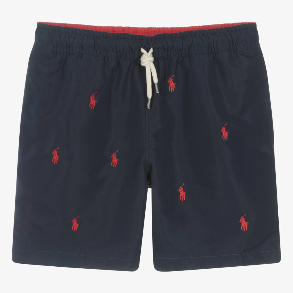 Ralph Lauren - Teen Boys Navy Blue Pony Swim Shorts